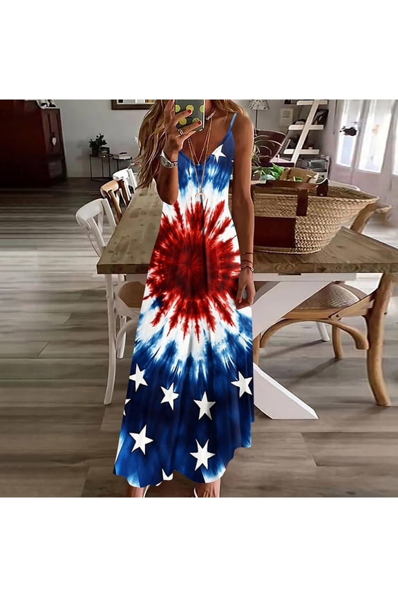 Women Summer Plus Size V Neck Sleeveless Tie Dye Boho Maxi Dresses Casual Flowy Beach Vacation A-Line Long Sundresses Loose Fit Outfits, Multicolor 4XL