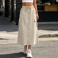 thumbnail image 1 of Uscallm Women's Casual Maxi Skirt A-Line Tie Solid Lightweight Flowy Beach Holiday Vacation Summer Dress, Khaki M, 1 of 8