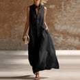 thumbnail image 1 of Uscallm Women's Collared Sleeveless Button Down Maxi Dresses Flowy Casual Long Boho Beach Vacation Sundresses, Black M, 1 of 7