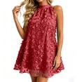 thumbnail image 1 of Uscallm Women's Halter Sleeveless High Low Embroidery Boho Mini Beach Dresses Summer Vacation Sundress Flowy Casual, Red L, 1 of 7
