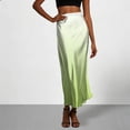 thumbnail image 1 of Uscallm Women's Maxi Satin Gradient Boho Casual Flowy Long Holiday Skirt Lightweight Pleated A-Line Beach Skirt, Green L, 1 of 7