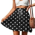 thumbnail image 1 of Uscallm Women's Plus Size Tie Ruffle Polka Dot Boho Mini Skirt Summer Casual Holiday Beach Party High Waist Flowy A Line Vacation Skirts, Black 3XL, 1 of 6