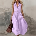 thumbnail image 1 of Uscallm Womens Plus Size Sleeveless Button Down Collared Flowy Maxi Dress Solid Boho Casual Beach Vacation Long Dresses, Purple L, 1 of 6