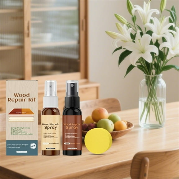 Uscallm Wood Repair Kit For Furniture Floors Doors, Old English Scratch Cover Fills Nicks Marks Minor Defects, Wood Finish Restoration, Instant Wood Scratch Repair 60ml