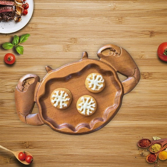 Uscallm Wooden Serving Tray Charcuterie Board Crab-Shaped Platter For Sushi Snack Fruit Dessert Cheese Appetizer Walnut Wood Plates