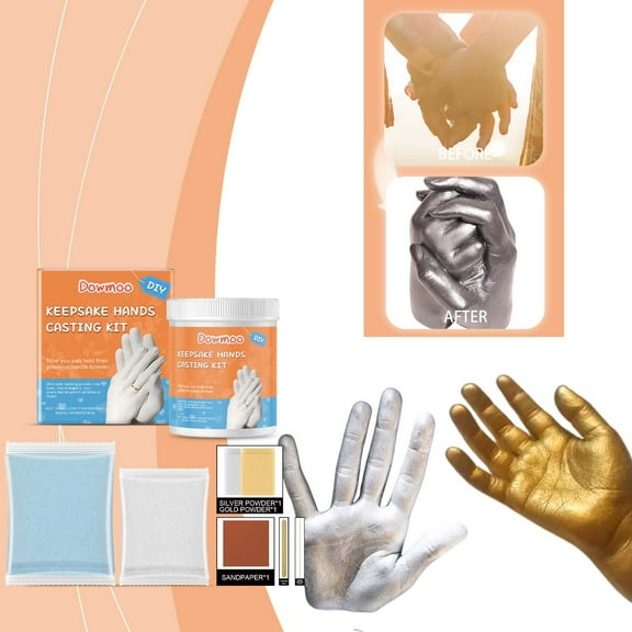 Uscallm under $5 Hand Casting Kit, 3D Hand Casting Kit Keepsake Memory DIY Sculpture, Plaster Molding Art Craft Set for Family Couples ParentsKids
