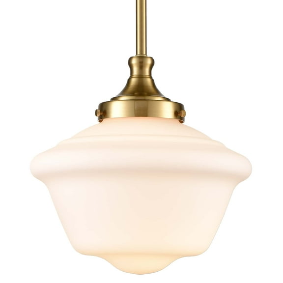Uschia Schoolhouse Glass Pendant Light Fixture , 1-Light, Milk Glass Shade