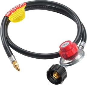 Uscover 0-5 PSI Adjustable Pressure Propane Regulator 4FT Hose Gas Grill Regulator Hose with 1/8 MNPT Pipe Fitting for QCC1 Tank for Tabletop, Turkey Fryer, Smokers, Fish Fryer,Fire Pit