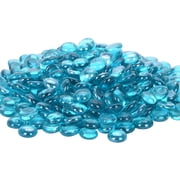 Uscover 10 Lb Fire Glass Beads for Fire Pit,3/4" Caribbean Blue Luster Fire Pit Glass Rocks for Natural/Propane Gas Fireplace and Landscaping