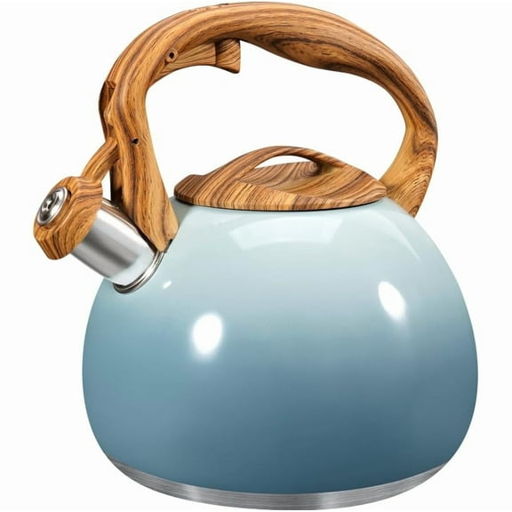Uscover 3.16QT Whistling Tea Kettle Stainless Steel,Tea Kettles with Cool Touch Ergonomic Handle for Home Kitchen,Baby Blue