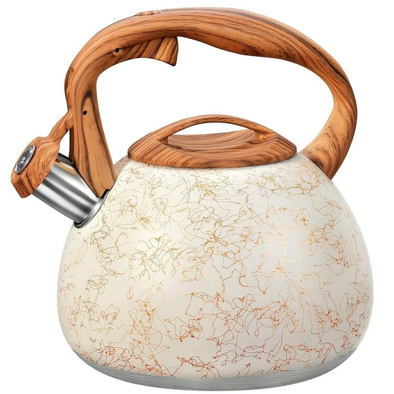 Uscover 3.16Qt Stainless Steel White Tea Kettle Large Capacity Teapot for Stove Top and Induction Stove with Cool Touch Ergonomic Handle,White Water pot