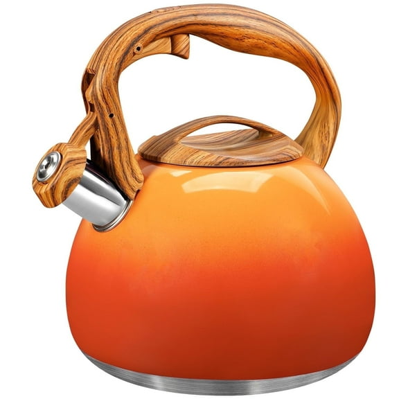 Uscover 3L Stainless Steel Stovetop Tea Kettle with Loud Whistle, Compatible with All Heat Sources, Rising Sun Orange