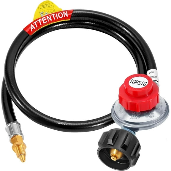 Uscover 4FT 0-10PSI Adjustable High Pressure Propane Regulator Hose with Hose QCC-1 Type Fits for Gas Grill Turkey Fryer,Fish Cooker,Burner,Firepit and More - Works With Any U.S. Tanks