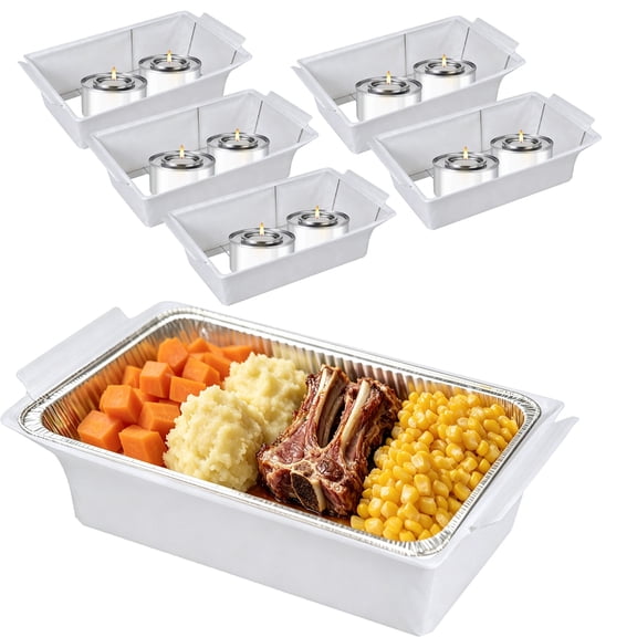 Uscover 6 Pack Foldable White Chafer Wind Guard, Lightweight Buffet Food Cover for Outdoor Catering, 280g Thick Weave Fabric Windscreen for Chafing Dishes, Wedding & Party Supplies
