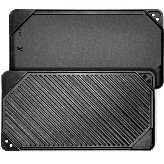 Uscover Nonstick Reversible Griddle Grill Pan, Two Burner Cast Iron Griddle, Portable for Stovetop, Gas Stove,Grill or Camping BBQ Griddle, 20"x 10.5"
