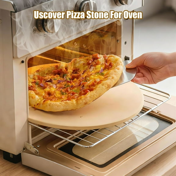Uscover 15in Round Heavy Duty Cordierite Pizza Stone, 15" Pizza Stone for Oven and Grill, Baking Stone for Pizza, Bread