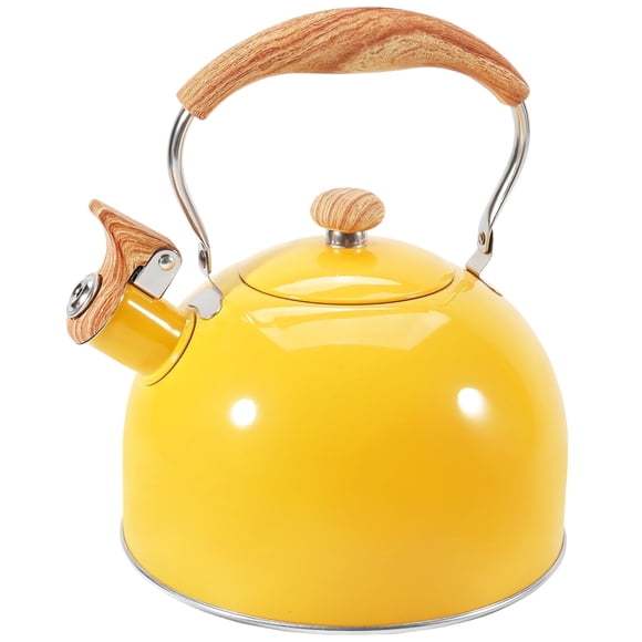 Uscover Stovetop Tea Kettle with Wood Pattern Cool Touch Folding Handle,Induction Modern Kettle Teapot Whistling Lid Opening Gas Electric Applicable