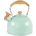thumbnail image 1 of Uscover Whistling Stovetop Water Teakettle,Mint Green Tea Kettle Teapot with Ergonomic Wood Cool Touch Folding Handle,Mordern Kettle Outlet for Gas Electric,2.5L Stainless Steel, 1 of 10