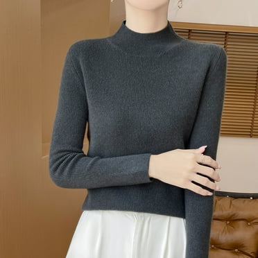 Usdian Women's Fashion Casual Round Neck Solid Color Loose Base Knitted Sweater Top Womens Fashion 2025