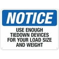 thumbnail image 1 of Use Enough Tiedown Devices For Your Load Size And Weight Sign,Notice Safety Signs Metal Tin Sign 8x12 Inch Clear Warning for Home & Busines, 1 of 4