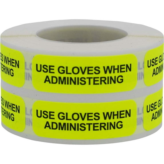 Use Gloves When Administering Veterinary Labels | 0.5″ x 1.5″ - 500 Pack