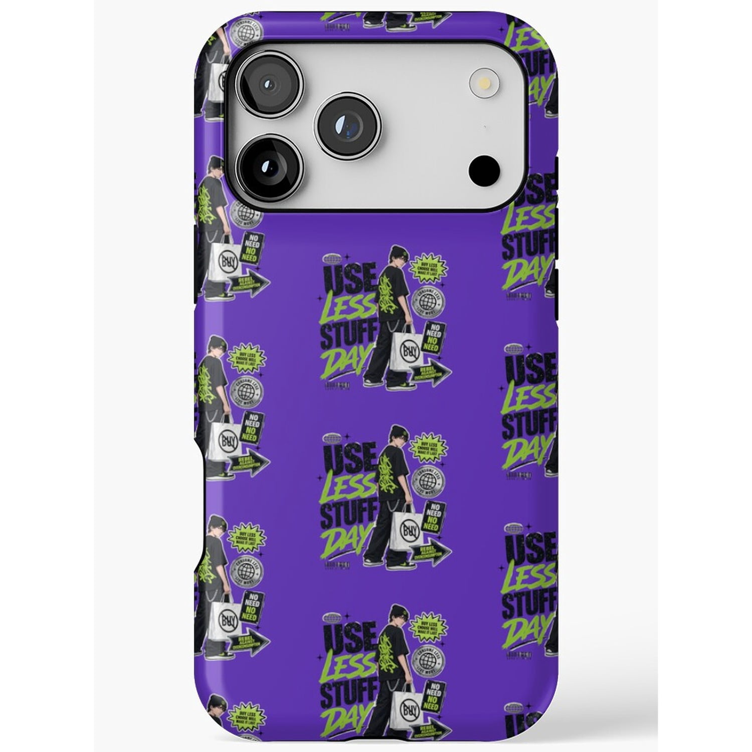 Use Less Stuff Day Purple Collage Tough Case for Apple iPhone ...