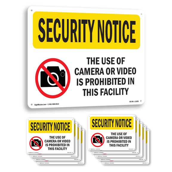 Use Of Camera Or Video Prohibited OSHA Security Notice Aluminum Sign 10 Inch x 7 Inch - 10 Pack