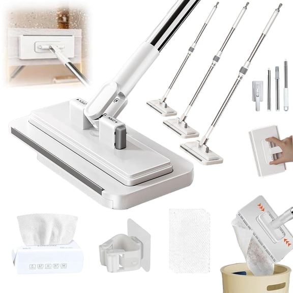 Use Any Old Cloth The Smart Tooth-Grip Mop(37.41in), 2026 New Hands Free Multi Purpose Flat Mop Includes Clip and 2 Absorbent Cloths, Automatic Gripping Lazy Mops for Walls, Ceilings (37.41in)