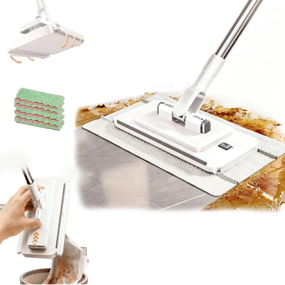 Use Any Old Cloth the Smart Tooth-Grip Mop,Hands Free Multi Purpose Flat Mop, 2026Clamp Mops for Floor Cleaning,One Button Automatic Cloth GripMop Use Any Cloth,Hands Free FlatMop One Click
