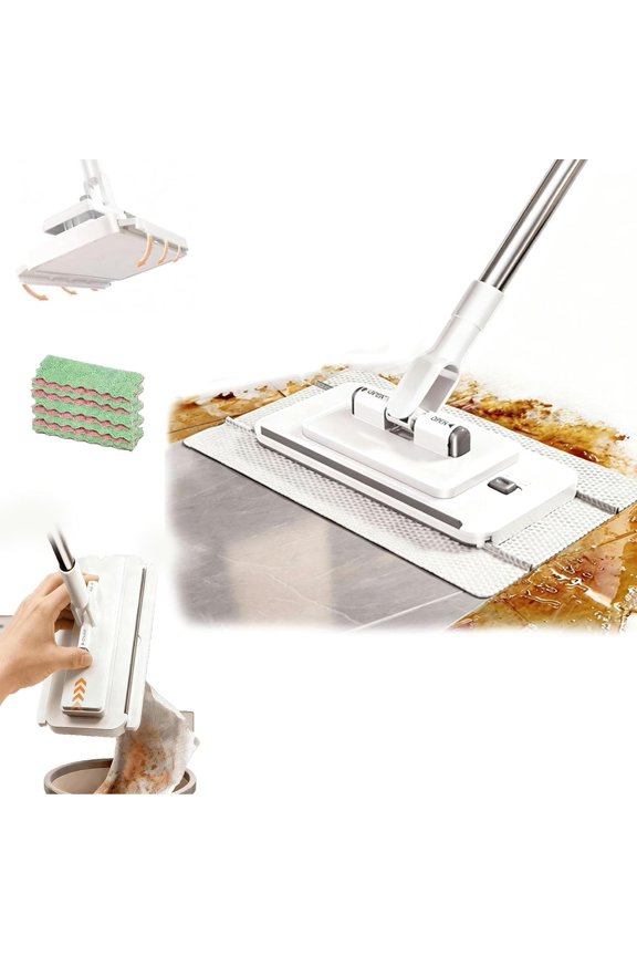 Use Any Old Cloth the Smart Tooth-Grip Mop,Hands Free Multi Purpose Flat Mop ,ClampMops for Floor Cleaning,One Button Automatic Cloth GripMop Use Any Cloth,Hands Free FlatMop One Click(1PC,30in)