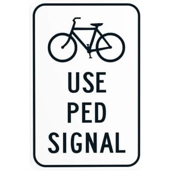 Use Ped Signal Warning Sign, Bike Security Metal Signs for Business Home Outdoor Indoor Road Yard Garage Street Wall Safety Caution Custom Decor 8 x 12 Inch