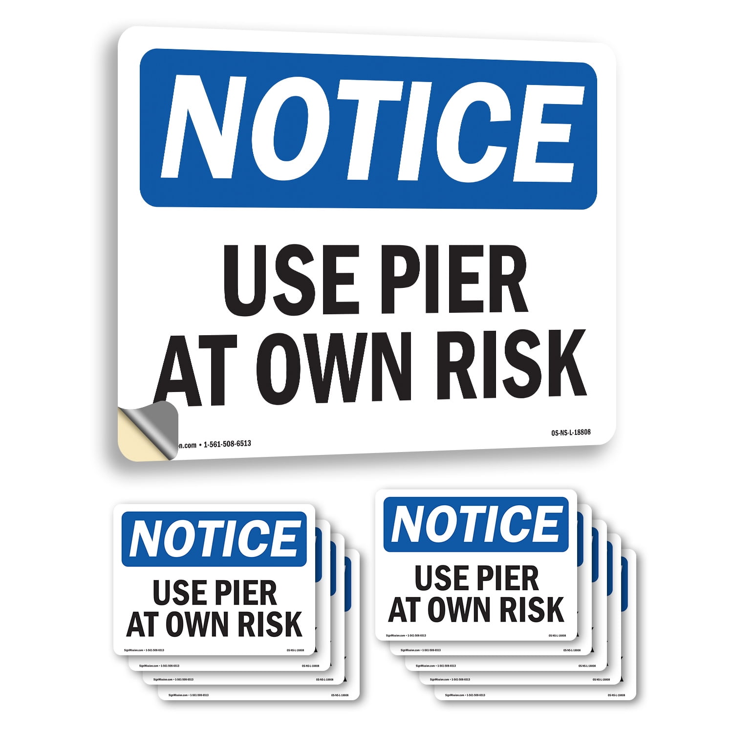 Use Pier At Own Risk OSHA Notice Vinyl Decal Label 24 Inch x 18 Inch ...