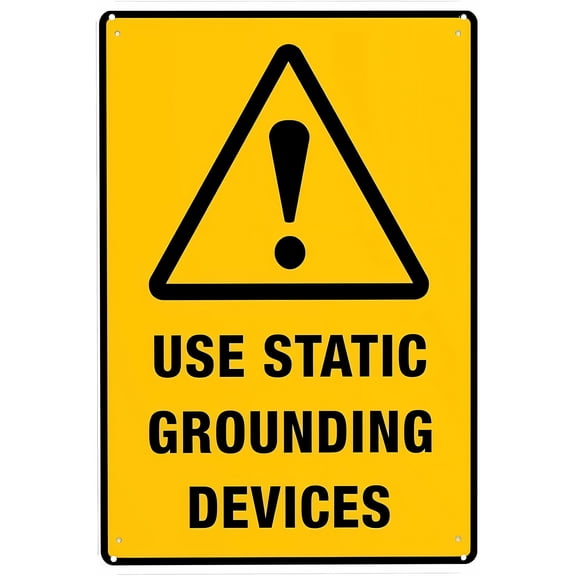 Use Static Grounding Devices Metal Sign - 8"x12" Vintage Wall Decor, Industrial Safety Decor for Home Farm Bar Coffee Shop Club Factory