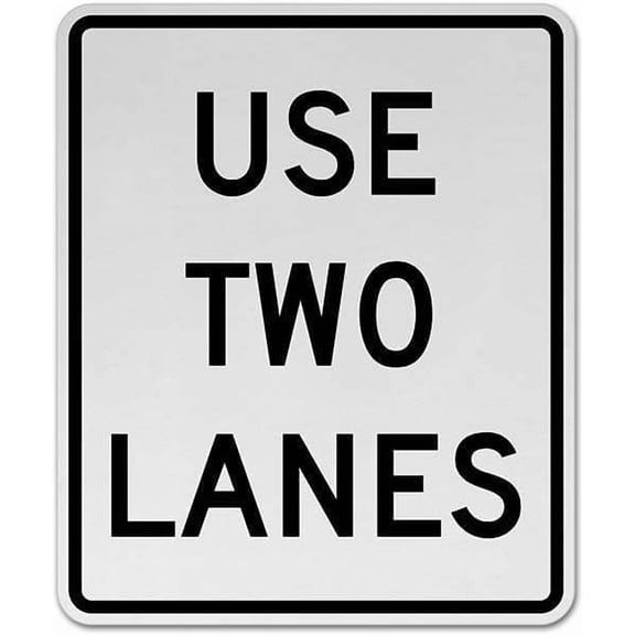 Use Two Lanes Sign Traffic Signs Regulatory Lane Control Metal Tin – 12 X 8 Inch for Home or Work