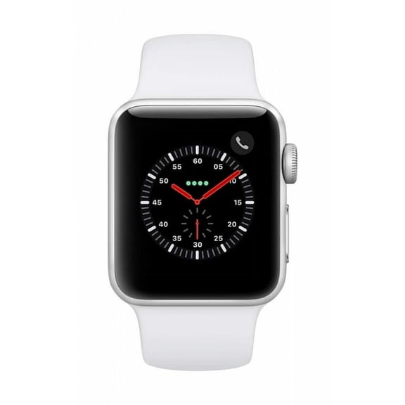 Pre-Owned Used Apple Watch 38MM Series 3 GPS + CELL Silver White Sport Band (Scratch and Dent)