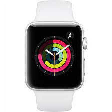 Pre-Owned Used Apple Watch 42MM Series 3 GPS Silver White Sport Band (Scratch and Dent)