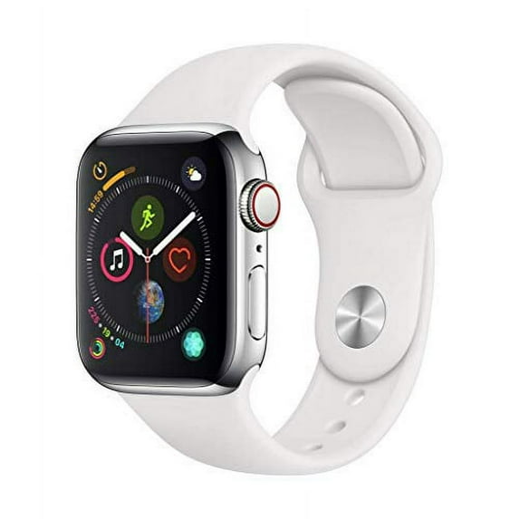 Pre-Owned Used Apple Watch Series 4 (GPS + Cellular, 40MM) - Stainless Steel Case with White Sport Band