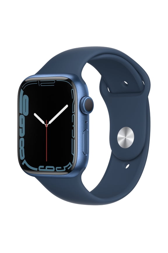Pre-Owned Apple, Watch Series 7, Smart Watch, GPS, Sensors Accelerometer, gyro, heart rate, barometer, always-on altimeter, compass, SpO2, VO2max Natural language commands and dictation (talking mode) Ultra Wideband (UWB) support, Aluminum with Abyss Blue Sport Band/45 mm, 1, 1, 1