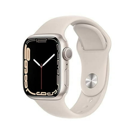 Pre-Owned Used Apple Watch Series 7 (GPS, 41mm) Starlight Aluminum Case with White Sport Band - Excellent