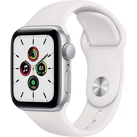 Used Apple Watch Series SE (GPS, 44MM) - Silver Aluminum Case with White Sport Band - Fair Condition