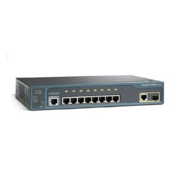Pre-Owned Used Cisco WS-C2960-8TC-S 8-Ports 10Base-T RJ-45 Manageable Layer2 Rack-mountable, Wall Mountable and Desktop Switch with 1x Shared SFP Slot 1 Year Warranty