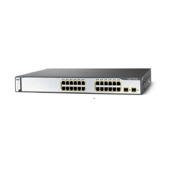 Pre-Owned Used Cisco WS-C3750-24PS-S Catalyst 3750 24-Ports RJ-45 Power Over Ethernet (POE) 2 Small Form-factor Pluggable (SFP) Ports Twisted Pair Manageable Rack-mountable Switch 1 Year Warranty