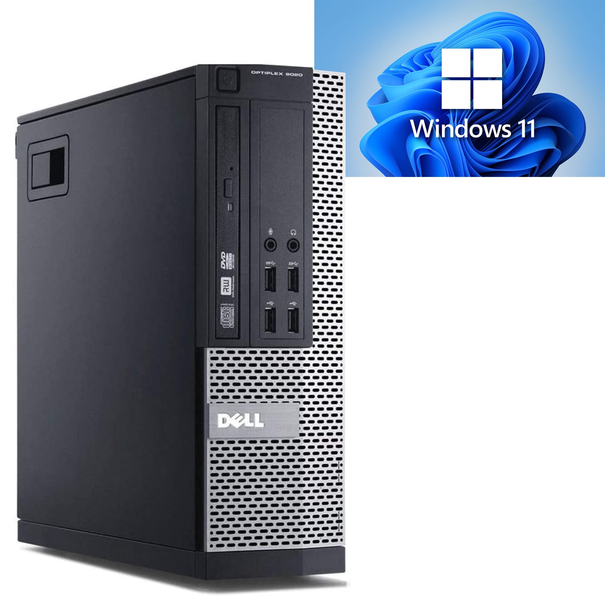 Used Dell OptiPlex 9020-SFF Desktop PC with Core i5 Processor, 16GB Memory, 2TB Hard Drive, DVD, Wi-Fi and Windows 11 Pro Computer