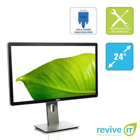 Pre-Owned Dell P2414H 24" Widescreen 1920x1080 16:9 LED Backlit IPS Full HD LCD Monitor VGA DP DVI USB (Good)