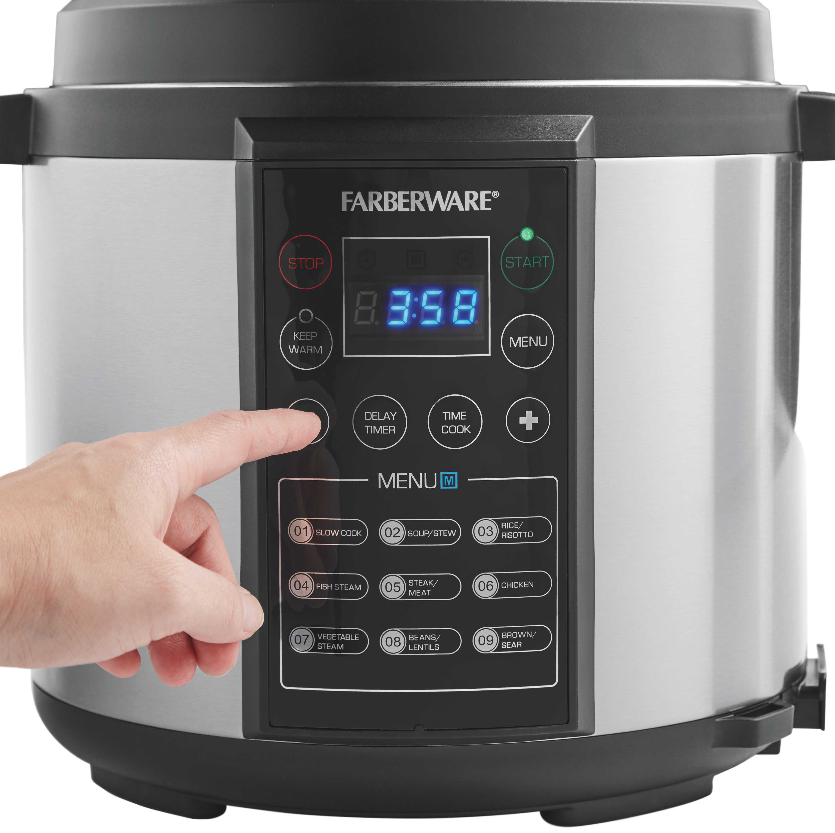Farberware Programmable Digital Pressure Cooker, 6 Quart - Walmart.com   Electric pressure cooker recipes, Best pressure cooker, Pressure cooker  recipes
