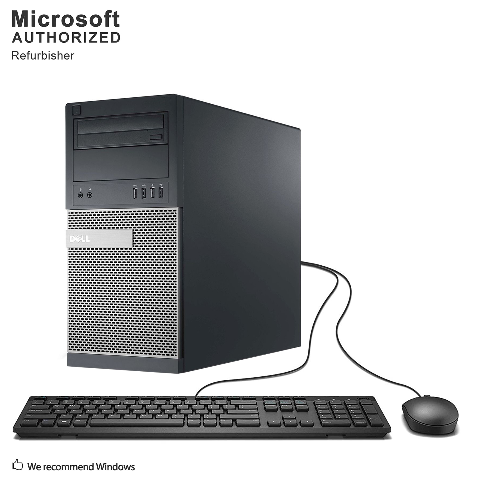 Used Grade A Dell OptiPlex 7010 Tower, Intel Quad Core I7-3770 up to 3.9G, 8G DDR3, 256G SSD, WiFi, BT 4.0, DVD, USB 3.0, VGA, DP, W10P64-Multi Languages Support (EN/ES/FR), 1 year warranty - image 1 of 7