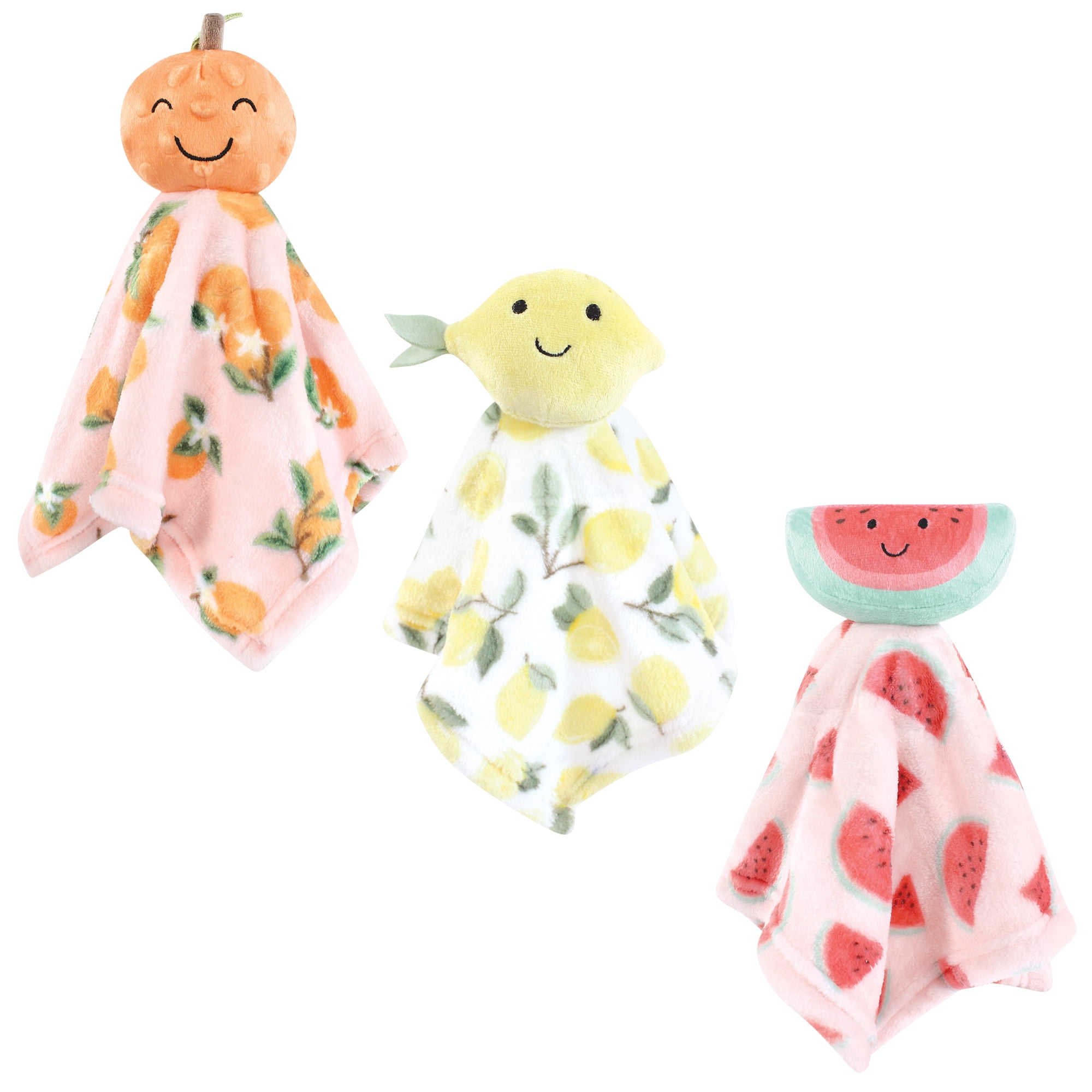 Hudson Baby Infant Girls Animal Face Security Blanket, Fruits, One Size