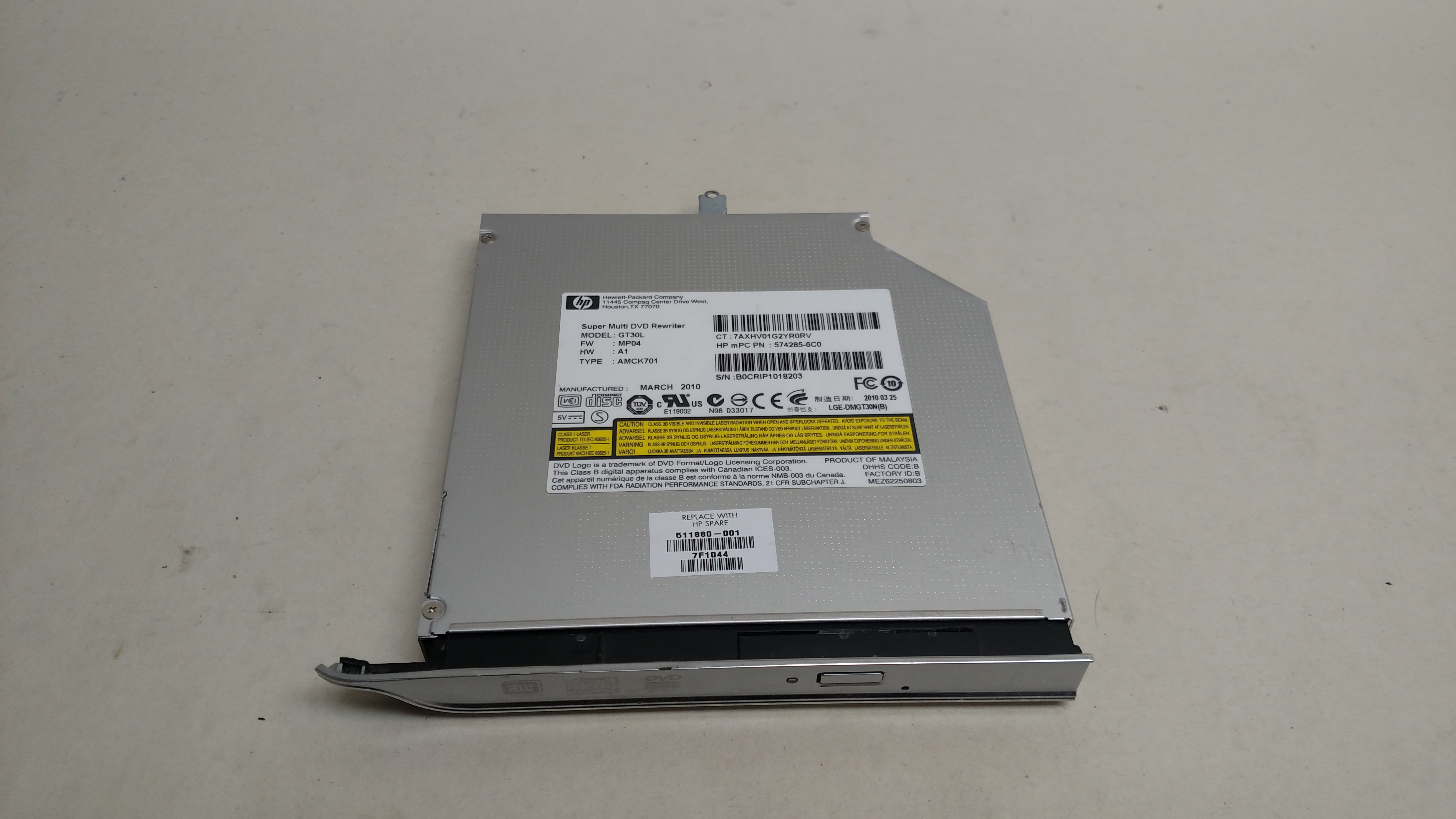 Used HP Pavilion DV61000 DVD+/RW CDRW SATA Internal Laptop Optical