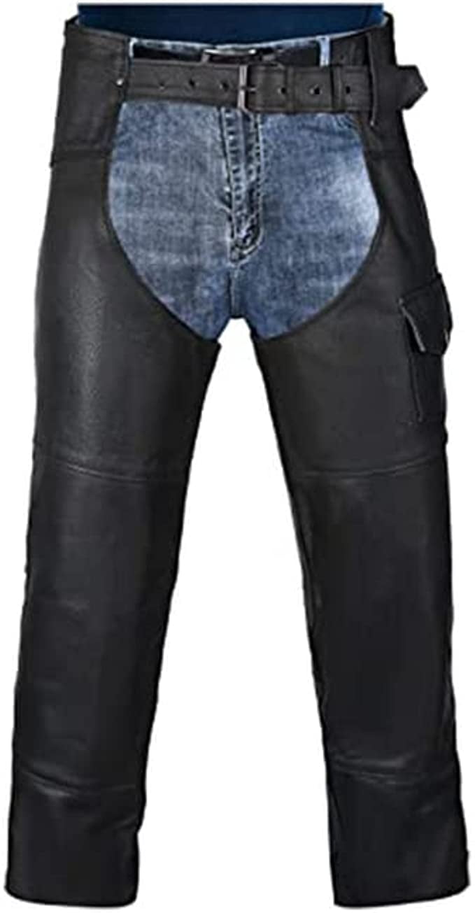 Used HWK Motorcycle Road Rash Protection Leather Chaps for Men and