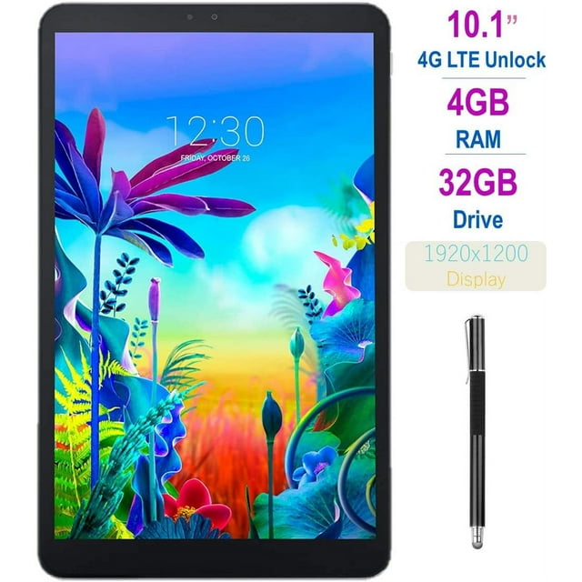 Used LG G Pad 5 10.1-inch (1920x1200) 4GB LTE Unlocked Tablet, 4GB RAM, 32GB Storage, Fingerprint, Android 9.0 w/ Mazepoly 2 in 1 Stylus Pen